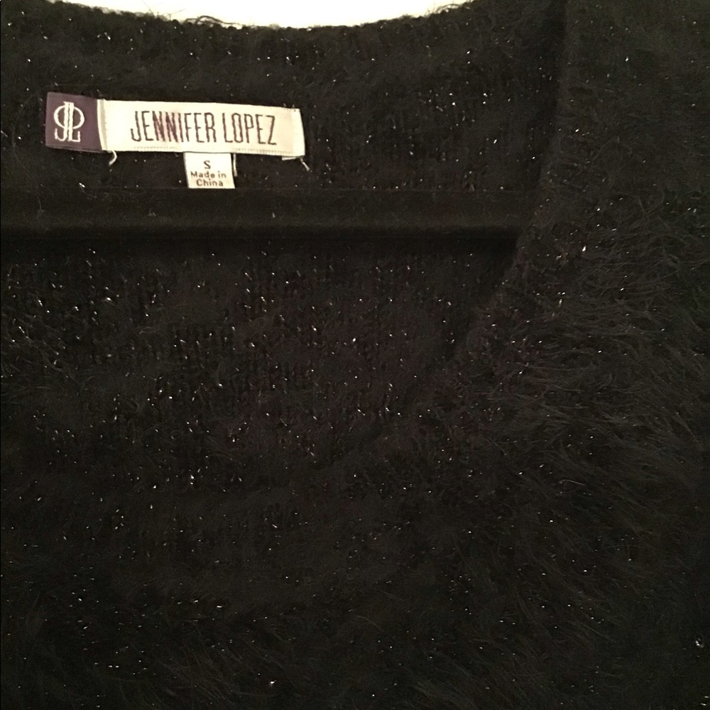 💋Jennifer Lopez💋 Black Fashion Trend Fuzz Top - Picture 3 of 4